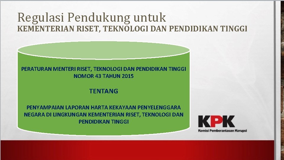 Regulasi Pendukung untuk KEMENTERIAN RISET, TEKNOLOGI DAN PENDIDIKAN TINGGI PERATURAN MENTERI RISET, TEKNOLOGI DAN