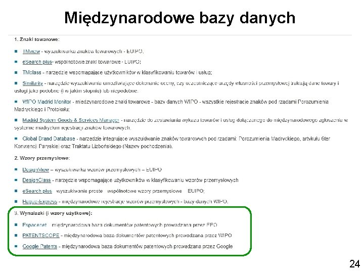 Międzynarodowe bazy danych 24 