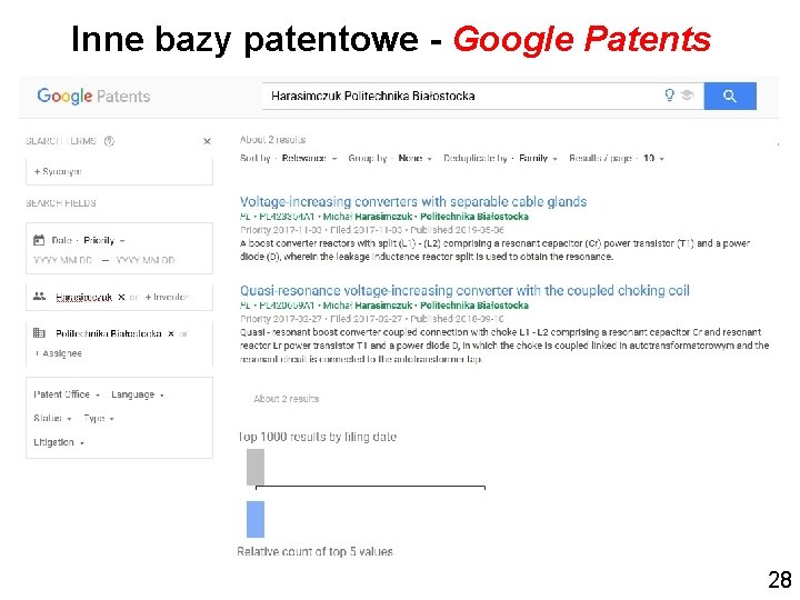 Inne bazy patentowe - Google Patents 28 