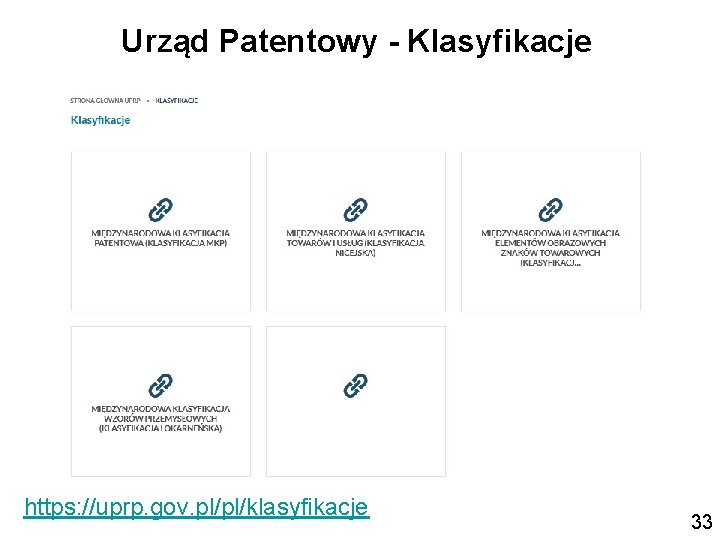 Urząd Patentowy - Klasyfikacje https: //uprp. gov. pl/pl/klasyfikacje 33 