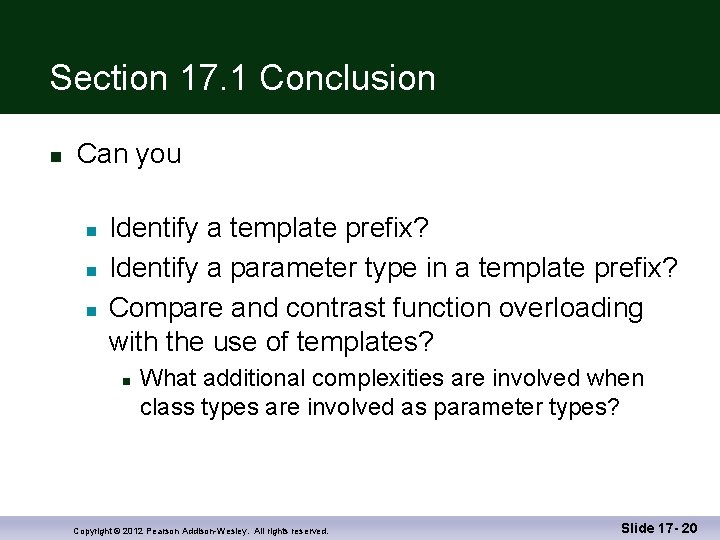 Section 17. 1 Conclusion n Can you n n n Identify a template prefix?