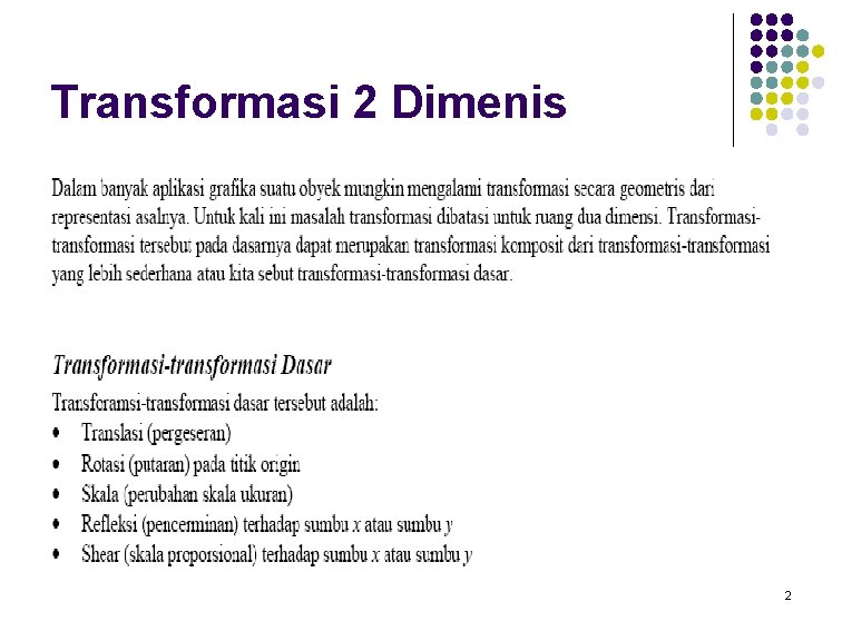 Transformasi 2 Dimenis 2 