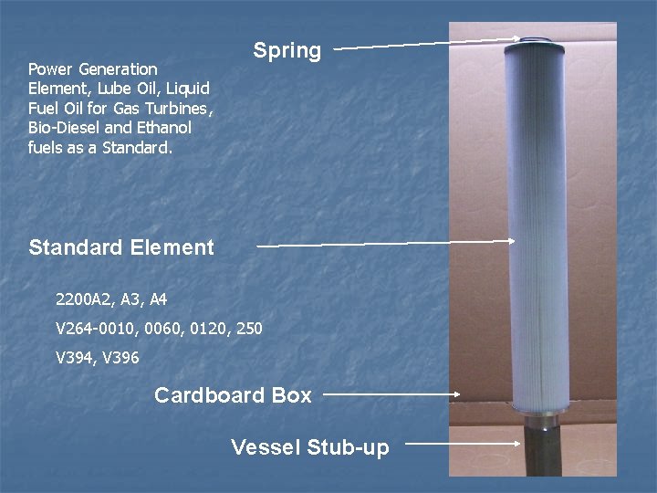 Power Generation Element, Lube Oil, Liquid Fuel Oil for Gas Turbines, Bio-Diesel and Ethanol