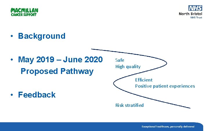  • Background • May 2019 – June 2020 Proposed Pathway Safe High quality