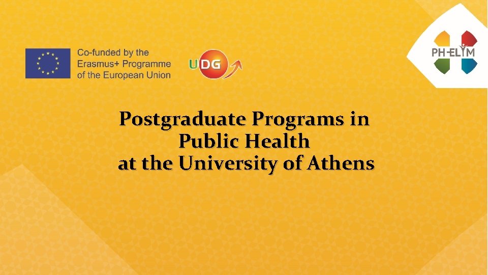 Postgraduate Programs in Public Health at the University of Athens 