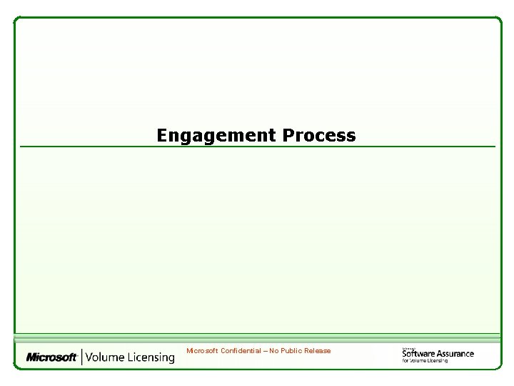 Engagement Process Microsoft Confidential – No Public Release 