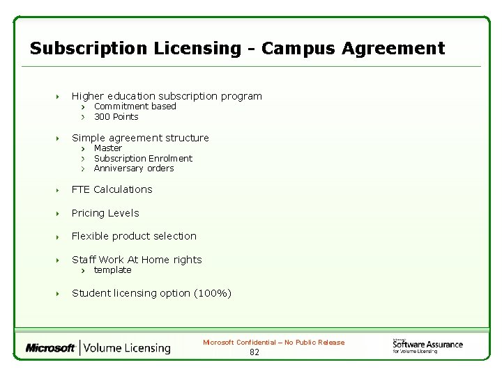 Subscription Licensing - Campus Agreement Higher education subscription program Commitment based 300 Points Simple