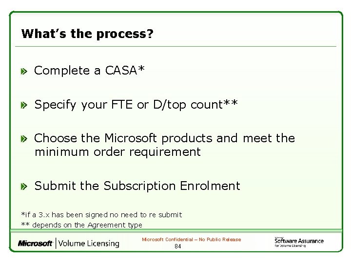 What’s the process? Complete a CASA* Specify your FTE or D/top count** Choose the