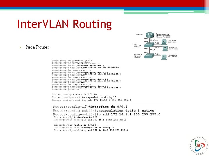 Inter. VLAN Routing • Pada Router 
