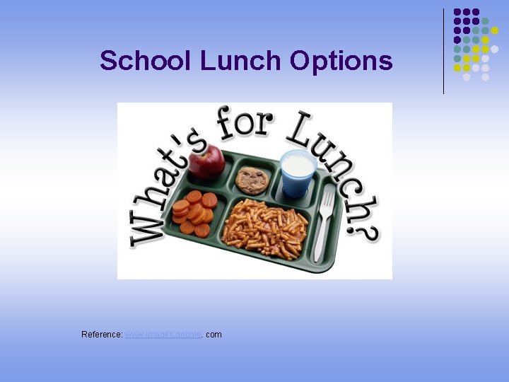 School Lunch Options Reference: www. images. google. com 