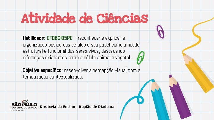 Atividade de Ciências Habilidade: EF 06 CI 05 PE – reconhecer e explicar a