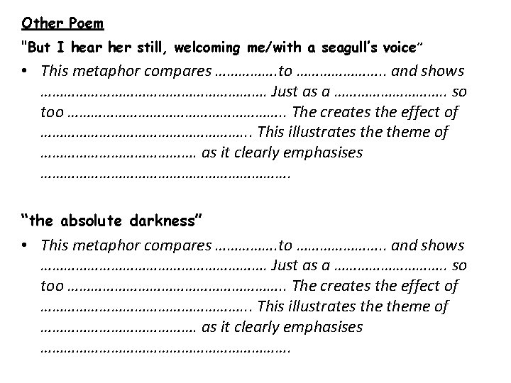 Other Poem "But I hear her still, welcoming me/with a seagull’s voice” • This