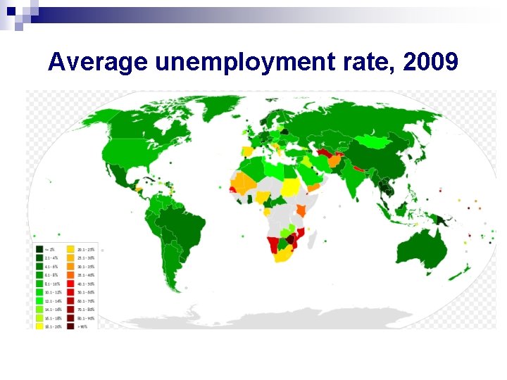 Average unemployment rate, 2009 