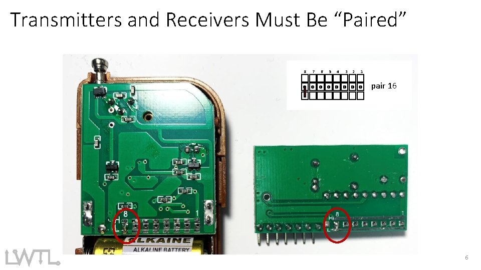 Transmitters and Receivers Must Be “Paired” 8 7 6 5 4 3 2 1 Transmitters and Receivers Must Be “Paired” 8 7 6 5 4 3 2 1