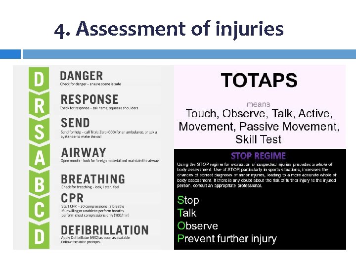 4. Assessment of injuries 4. Assessment of injuries