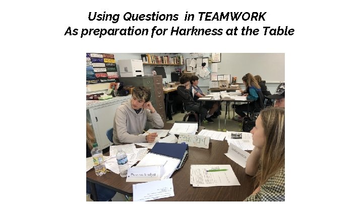 Using Questions in TEAMWORK As preparation for Harkness at the Table 