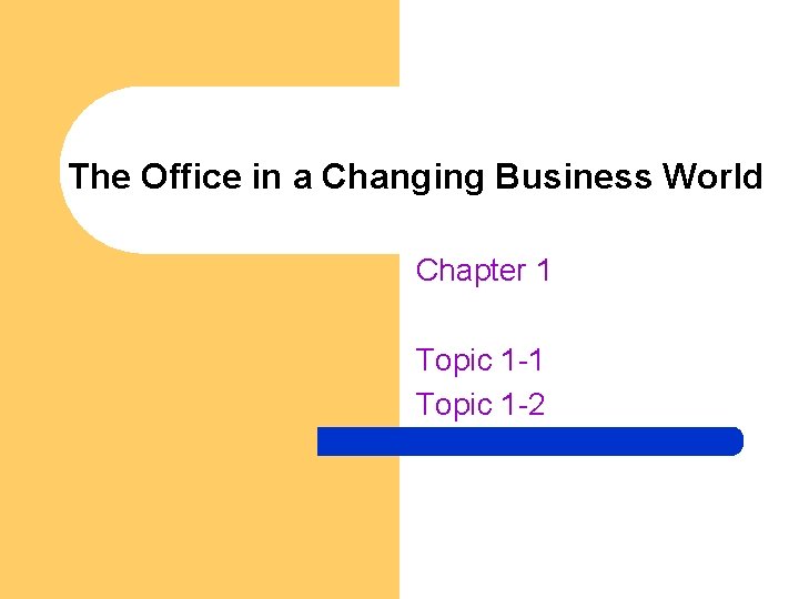 The Office in a Changing Business World Chapter 1 Topic 1 -2 