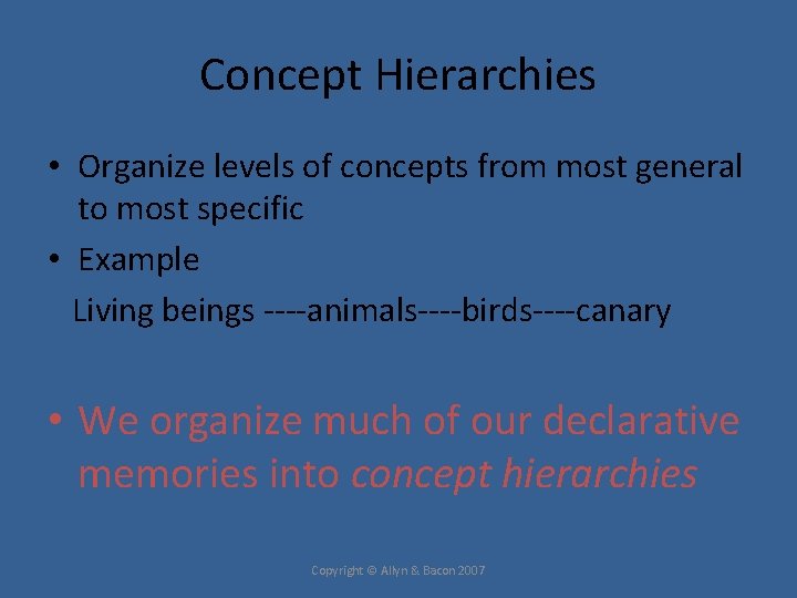 Concept Hierarchies • Organize levels of concepts from most general to most specific •