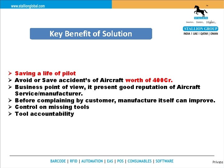 Key Benefit of Solution Ø Saving a life of pilot Ø Avoid or Save Key Benefit of Solution Ø Saving a life of pilot Ø Avoid or Save