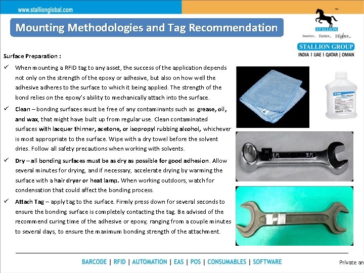 Mounting Methodologies and Tag Recommendation Surface Preparation : ü When mounting a RFID tag Mounting Methodologies and Tag Recommendation Surface Preparation : ü When mounting a RFID tag