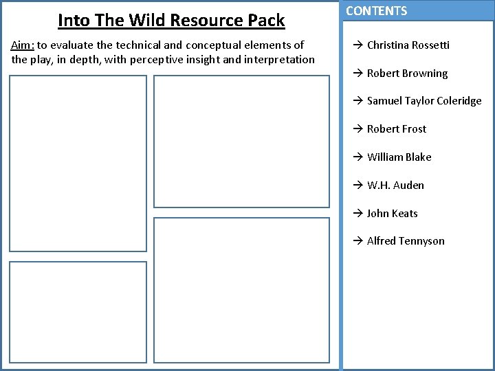 Into The Wild Resource Pack Aim: to evaluate the technical and conceptual elements of