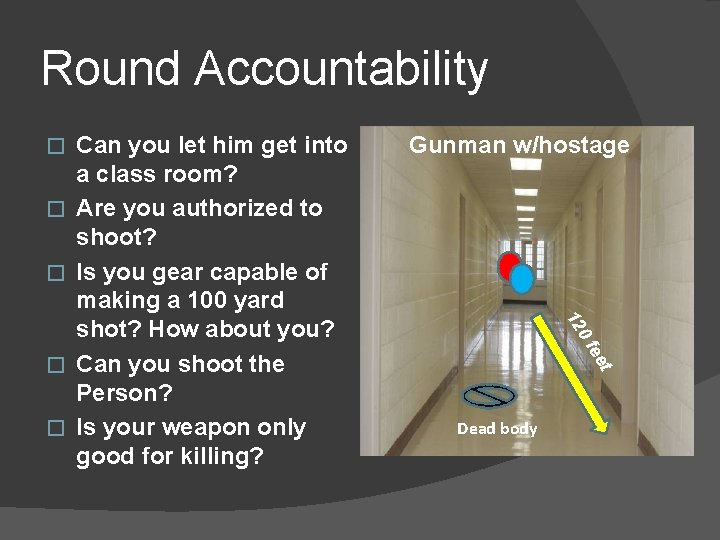 Round Accountability � � � t ee 0 f � Gunman w/hostage 12 �