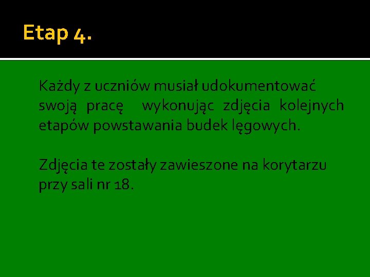 Etap 4. Każdy z uczniów musiał udokumentować swoją pracę wykonując zdjęcia kolejnych etapów powstawania