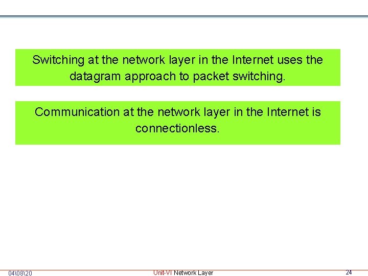 Switching at the network layer in the Internet uses the datagram approach to packet