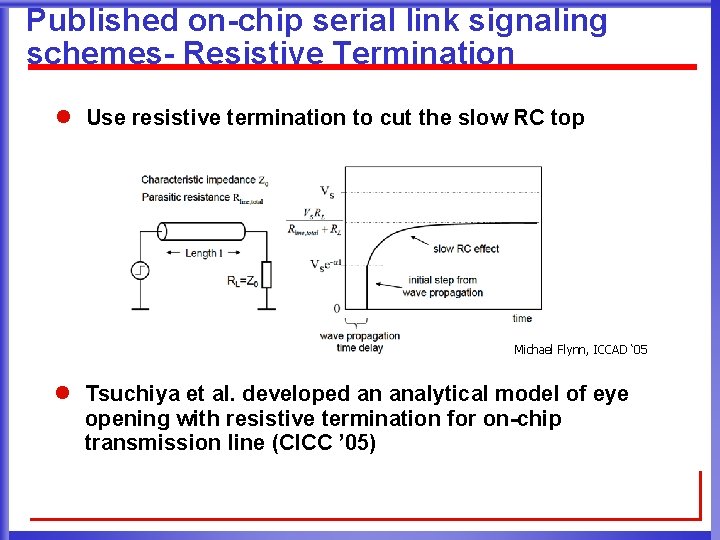 Published on-chip serial link signaling schemes- Resistive Termination l Use resistive termination to cut