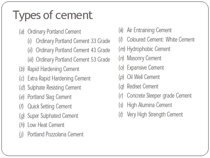 Types of cement 