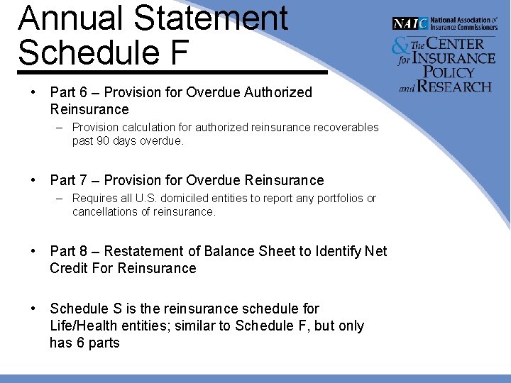 Annual Statement Schedule F • Part 6 – Provision for Overdue Authorized Reinsurance –