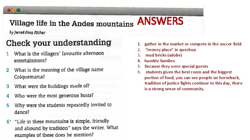 ANSWERS 1. 2. 3. 4. 5. 6. gather in the market or compete in ANSWERS 1. 2. 3. 4. 5. 6. gather in the market or compete in