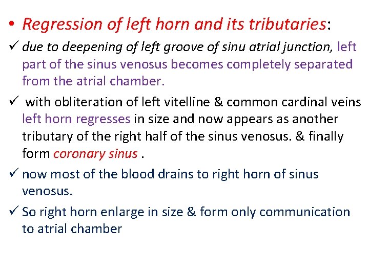  • Regression of left horn and its tributaries: ü due to deepening of