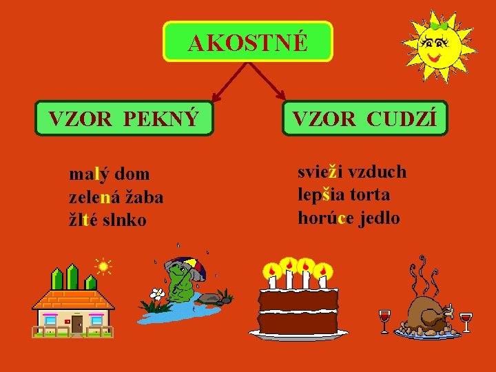 AKOSTNÉ VZOR PEKNÝ malý dom zelená žaba žlté slnko VZOR CUDZÍ svieži vzduch lepšia