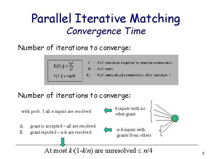 Parallel Iterative Matching Convergence Time Number of iterations to converge: with prob. 1 all