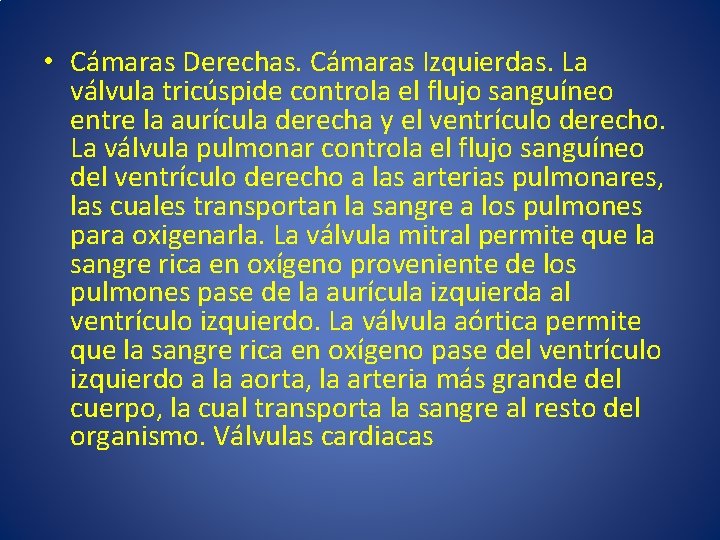 • Cámaras Derechas. Cámaras Izquierdas. La válvula tricúspide controla el flujo sanguíneo entre • Cámaras Derechas. Cámaras Izquierdas. La válvula tricúspide controla el flujo sanguíneo entre