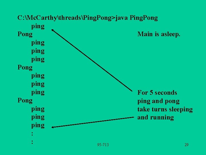 C: Mc. CarthythreadsPing. Pong>java Ping. Pong ping Main is asleep. Pong ping ping For