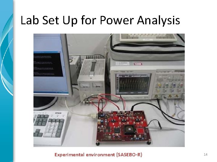 Lab Set Up for Power Analysis Experimental environment (SASEBO-R) 14 Lab Set Up for Power Analysis Experimental environment (SASEBO-R) 14