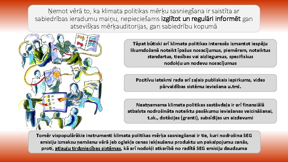 Ņemot vērā to, ka klimata politikas mērķu sasniegšana ir saistīta ar sabiedrības ieradumu maiņu,