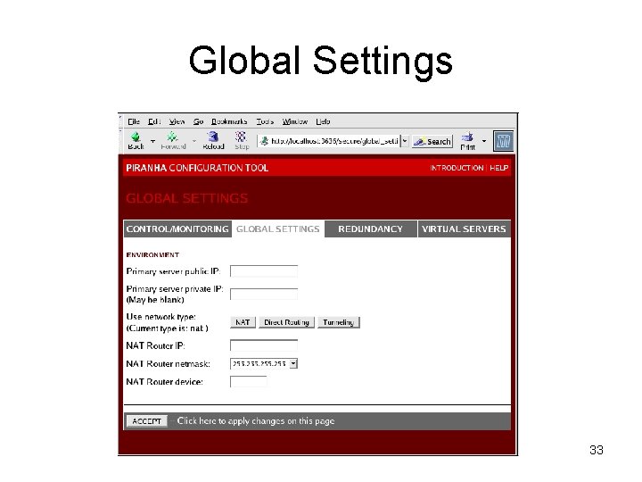 Global Settings 33 