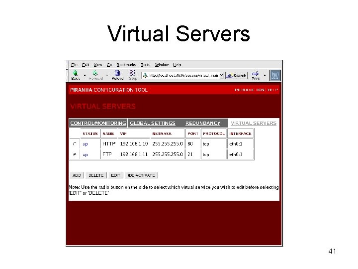 Virtual Servers 41 