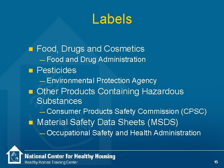 Labels n Food, Drugs and Cosmetics — Food n and Drug Administration Pesticides —