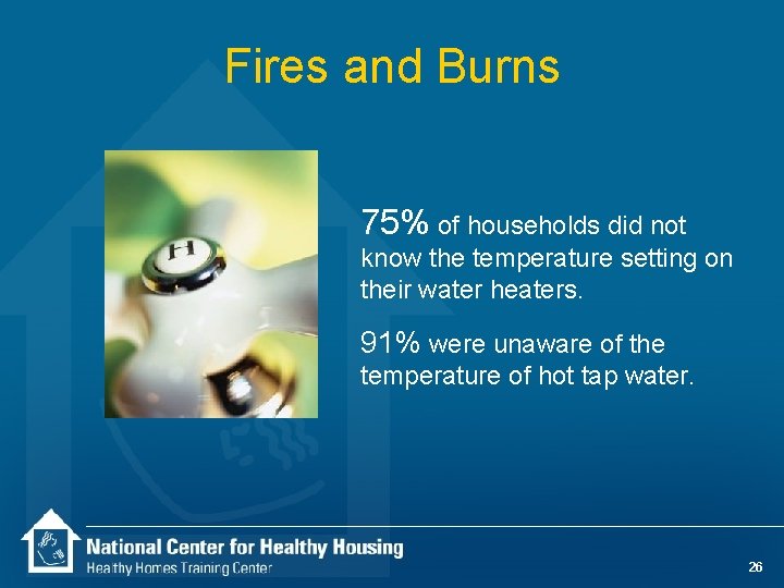 Fires and Burns 75% of households did not know the temperature setting on their