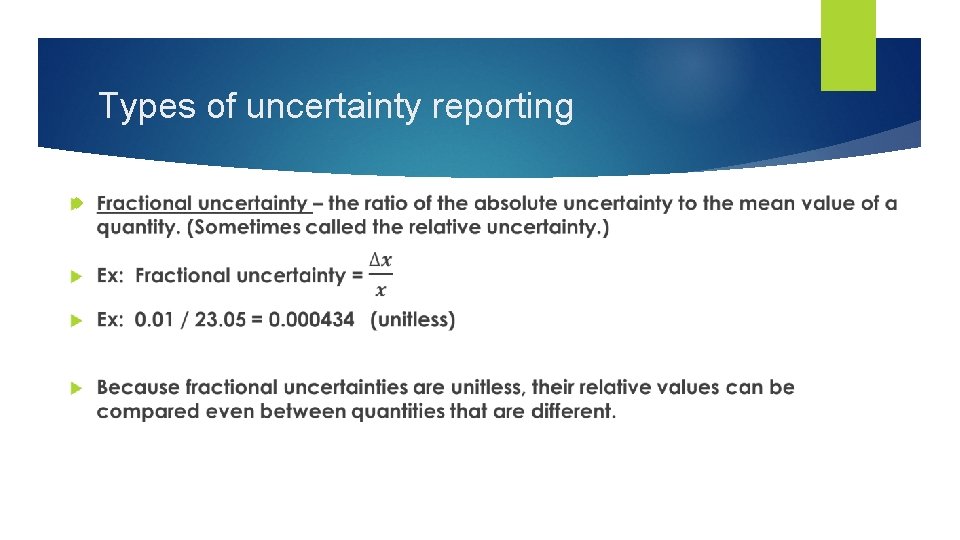 Types of uncertainty reporting 