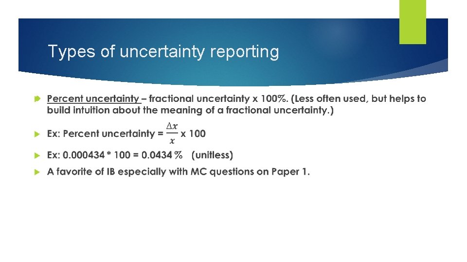 Types of uncertainty reporting 