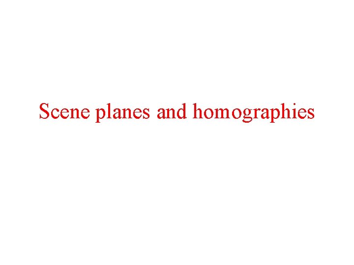 Scene planes and homographies 