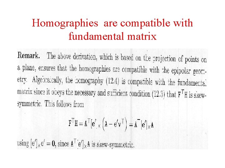 Homographies are compatible with fundamental matrix 