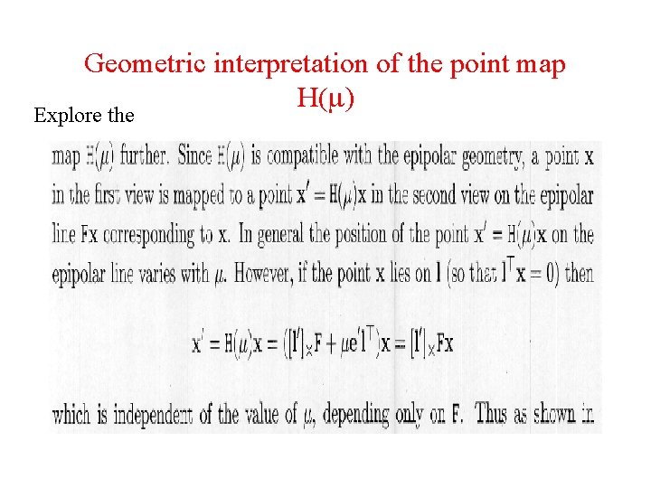 Geometric interpretation of the point map H(m) Explore the 