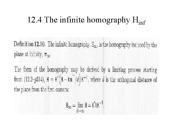 12. 4 The infinite homography Hinf 