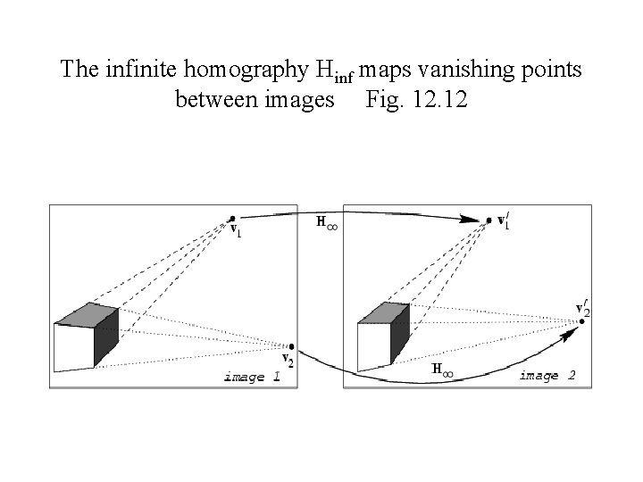 The infinite homography Hinf maps vanishing points between images Fig. 12 